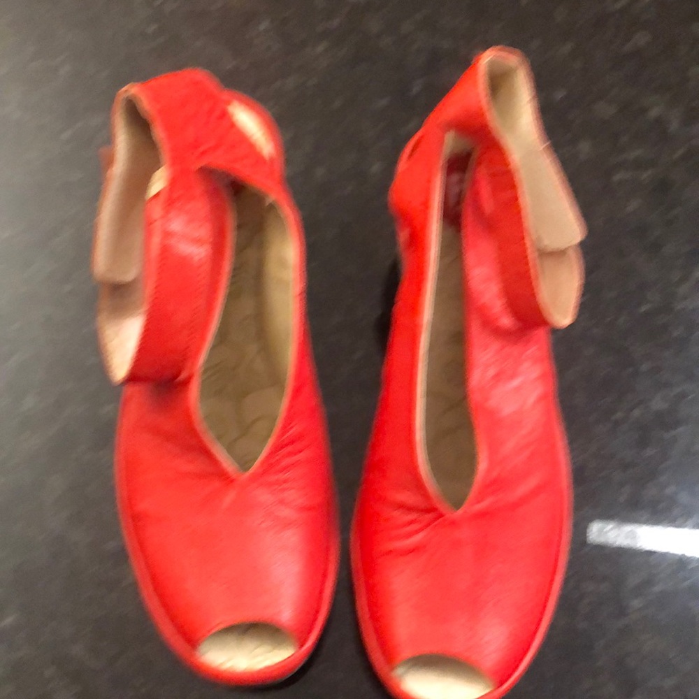 Red fly London ankle strap wedges